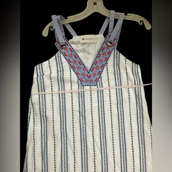 The impeccable pig blue white boho embroidered THML crisp summer sun dress XS