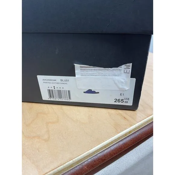 The Kooples Unisex Blue Leather Leopard-Print Sandals Size FR 42 NIB