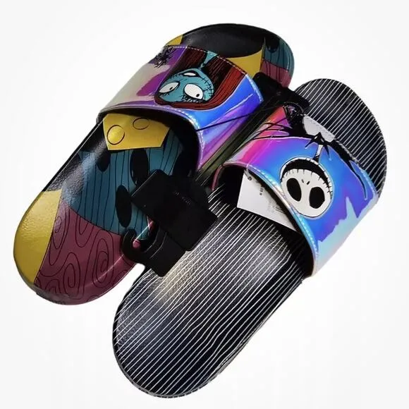 The Nightmare Before Christmas Women's 8 And 9 Sandals Jack And Sally Slides