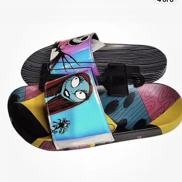 The Nightmare Before Christmas Women's 8 And 9 Sandals Jack And Sally Slides