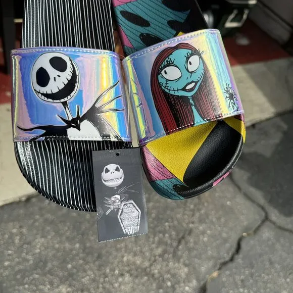The Nightmare Before Christmas Women's 8 And 9 Sandals Jack And Sally Slides