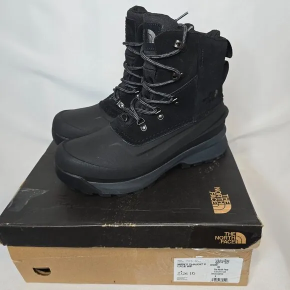 The North Face Men's Chilkat V Lace Waterproof Boots Black/Gray, Size 10, NIB