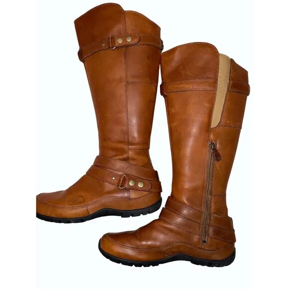 The North Face Women’s Leather Waterproof Tall Riding Boots 9.5 Brown Outdoor