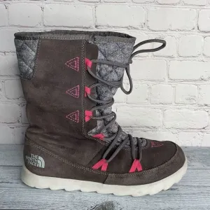 The North Face Women’s Size 8  Shoes Thermoball Apres Boots Brown Gray  Pink*