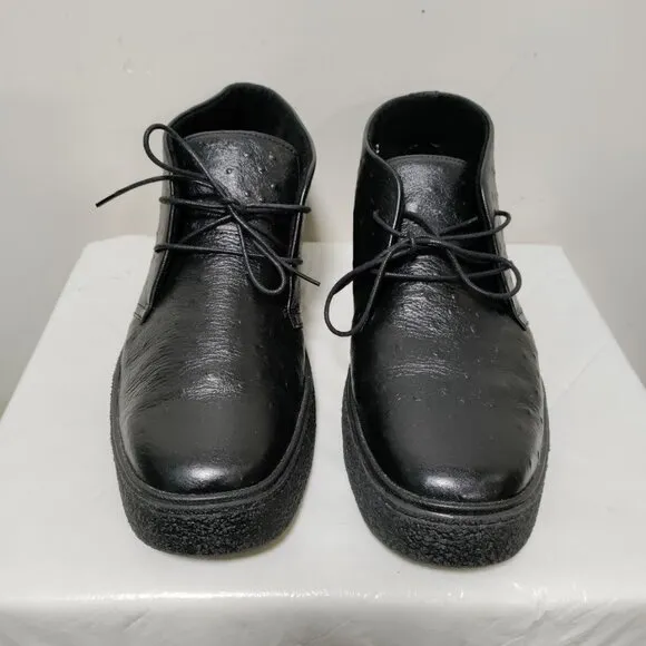 The Original British Walkers Ostrich Leather Ankle Chukka Boots Black Men's 11