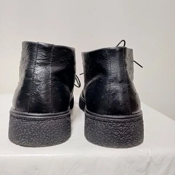 The Original British Walkers Ostrich Leather Ankle Chukka Boots Black Men's 11