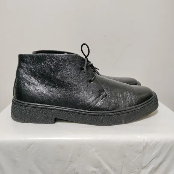 The Original British Walkers Ostrich Leather Ankle Chukka Boots Black Men's 11