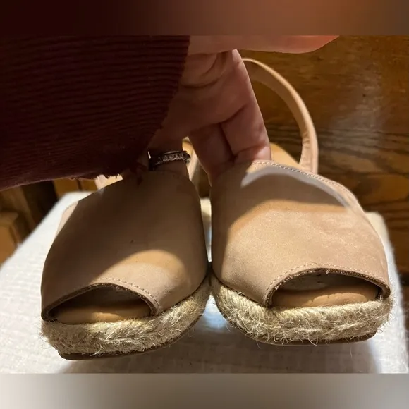 The Spanish Sandal Co Nubuck Leather Espadrille Wedge Made In Spain Size 7 (37)