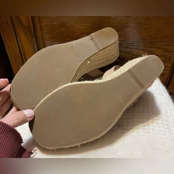 The Spanish Sandal Co Nubuck Leather Espadrille Wedge Made In Spain Size 7 (37)