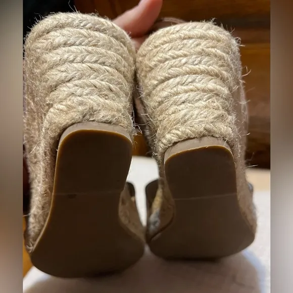 The Spanish Sandal Co Nubuck Leather Espadrille Wedge Made In Spain Size 7 (37)