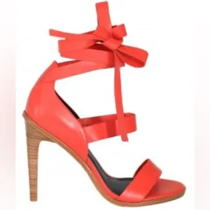 Tibi Red Leather Strappy Heels EU 38