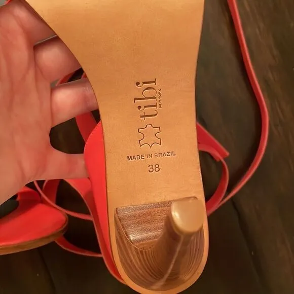 Tibi Red Leather Strappy Heels EU 38