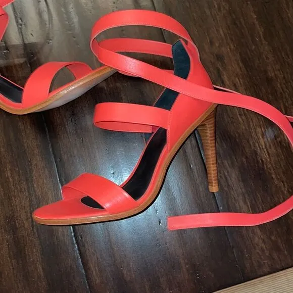 Tibi Red Leather Strappy Heels EU 38