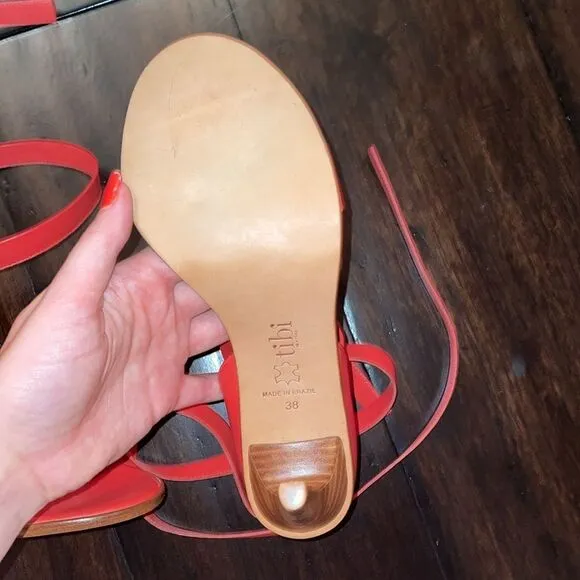 Tibi Red Leather Strappy Heels EU 38
