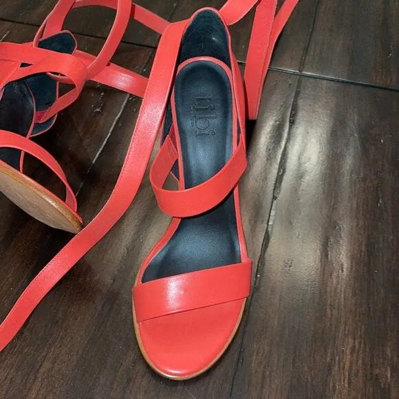 Tibi Red Leather Strappy Heels EU 38