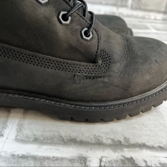 Timberland 6-Inch Premium Junior Size 5 Waterproof Black Nubuck Waterproof Boots