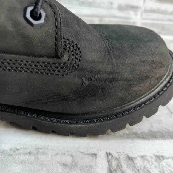 Timberland 6-Inch Premium Junior Size 5 Waterproof Black Nubuck Waterproof Boots