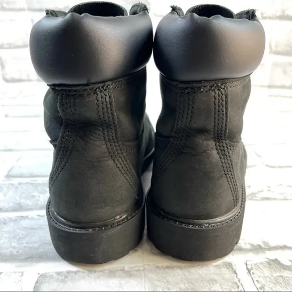 Timberland 6-Inch Premium Junior Size 5 Waterproof Black Nubuck Waterproof Boots