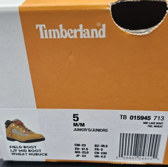 Timberland Big Kids' Field Boots Wheat Nubuck 15945