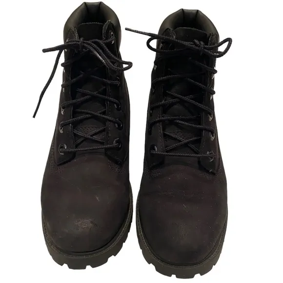 Timberland BOYS Premium 6” Waterproof Black Leather Ankle Boots Boys Size 4