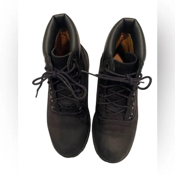 Timberland BOYS Premium 6” Waterproof Black Leather Ankle Boots Boys Size 4
