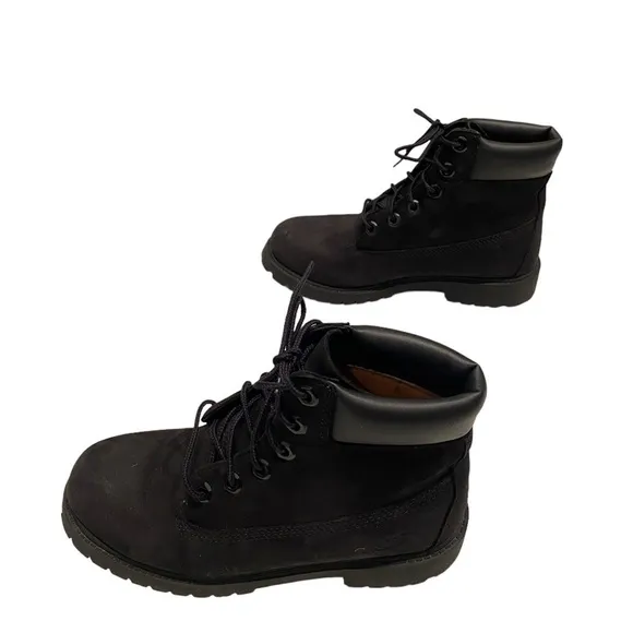 Timberland BOYS Premium 6” Waterproof Black Leather Ankle Boots Boys Size 4