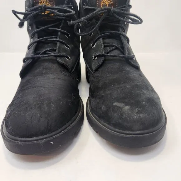 Timberland Boys Youth 6 Inch Premium Boots Size 6 Black Leather Waterproof Ankle