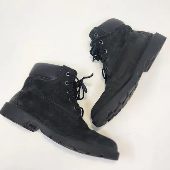 Timberland Boys Youth 6 Inch Premium Boots Size 6 Black Leather Waterproof Ankle
