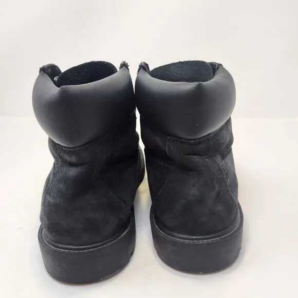 Timberland Boys Youth 6 Inch Premium Boots Size 6 Black Leather Waterproof Ankle