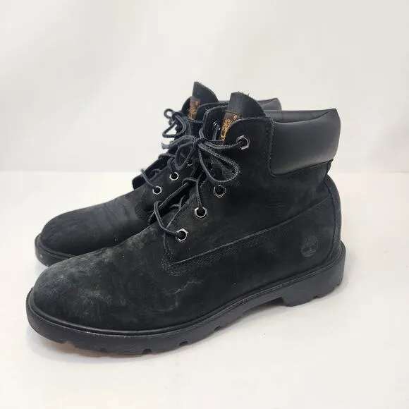 Timberland Boys Youth 6 Inch Premium Boots Size 6 Black Leather Waterproof Ankle
