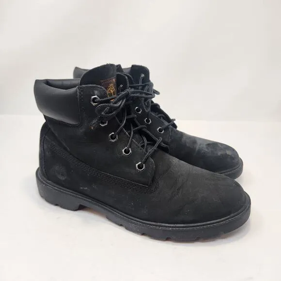 Timberland Boys Youth 6 Inch Premium Boots Size 6 Black Leather Waterproof Ankle