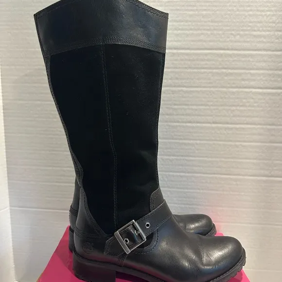 Timberland Earthkeepers Women’s Size 7 Black Suede &amp; Leather Tall Boots!