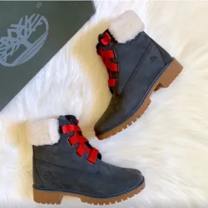 Timberland Gray and Red Women’s Boots US 8.5 weatherproof