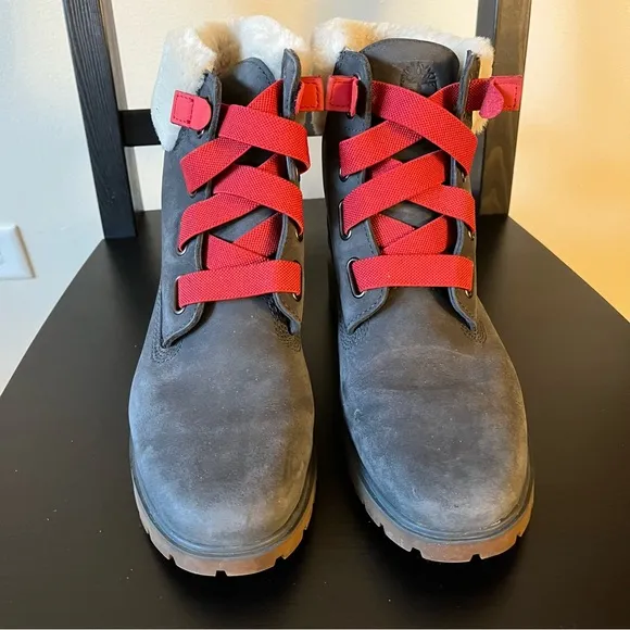 Timberland Gray and Red Women’s Boots US 8.5 weatherproof