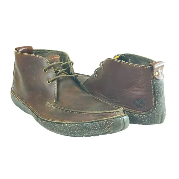 Timberland Leather Chukka Boots Men’s Size 9.5 Brown Lace-up Ankle Leather Laces
