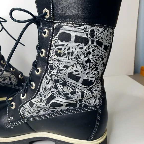 Timberland Leather Textile Combat Gorp Street Y2K Tree Print Lace-Up Boots  7.5