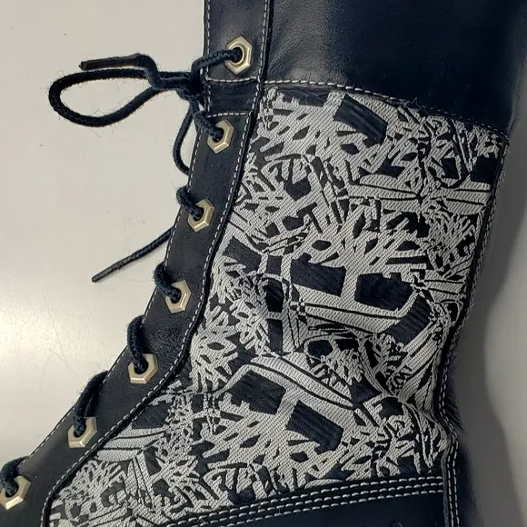 Timberland Leather Textile Combat Gorp Street Y2K Tree Print Lace-Up Boots  7.5