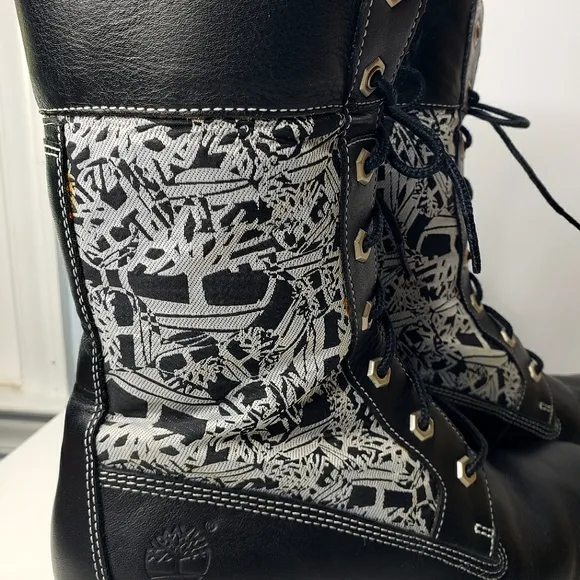 Timberland Leather Textile Combat Gorp Street Y2K Tree Print Lace-Up Boots  7.5