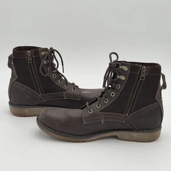 Timberland Mens Leather High Top Boots Brown Workwear Casual Outdoor Side Zip 11