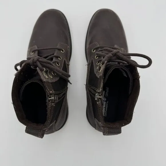 Timberland Mens Leather High Top Boots Brown Workwear Casual Outdoor Side Zip 11