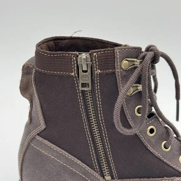 Timberland Mens Leather High Top Boots Brown Workwear Casual Outdoor Side Zip 11