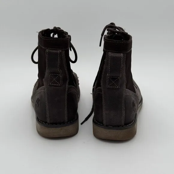 Timberland Mens Leather High Top Boots Brown Workwear Casual Outdoor Side Zip 11