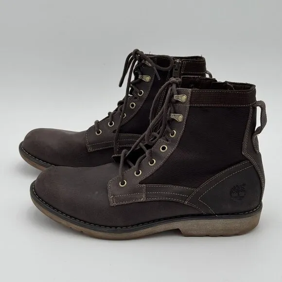 Timberland Mens Leather High Top Boots Brown Workwear Casual Outdoor Side Zip 11