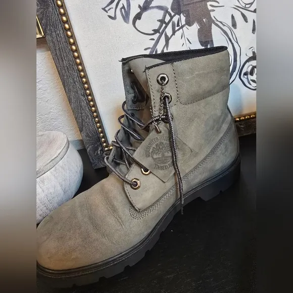 Timberland Premium Waterproof Gray Lace-Up Boots Men's Size 10