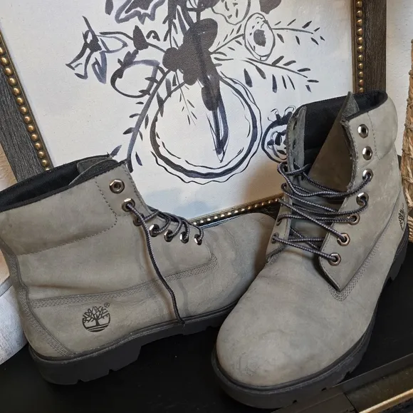 Timberland Premium Waterproof Gray Lace-Up Boots Men's Size 10
