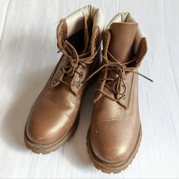 TIMBERLAND Premium Waterproof work hiking boots gold leather 6 eyelet