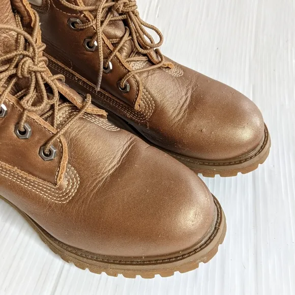 TIMBERLAND Premium Waterproof work hiking boots gold leather 6 eyelet