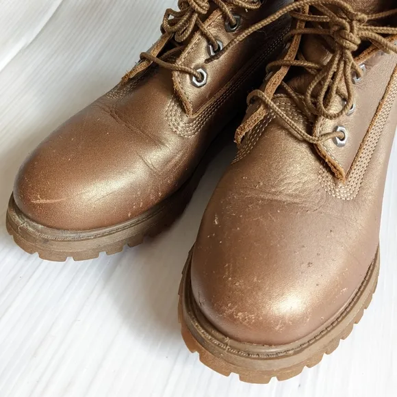 TIMBERLAND Premium Waterproof work hiking boots gold leather 6 eyelet
