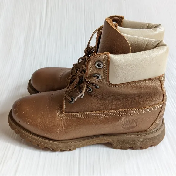 TIMBERLAND Premium Waterproof work hiking boots gold leather 6 eyelet