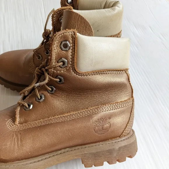 TIMBERLAND Premium Waterproof work hiking boots gold leather 6 eyelet